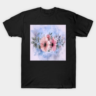 Floral Pink Roses Watercolor Graphic Design Shabby Chic Gifts T-Shirt